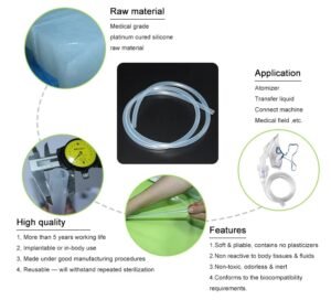 Korkea läpinäkyvä ohutseinäinen ohutseinäinen lääketieteellisen luokan letku Silikoni salaojitus Platinum Tube -putki